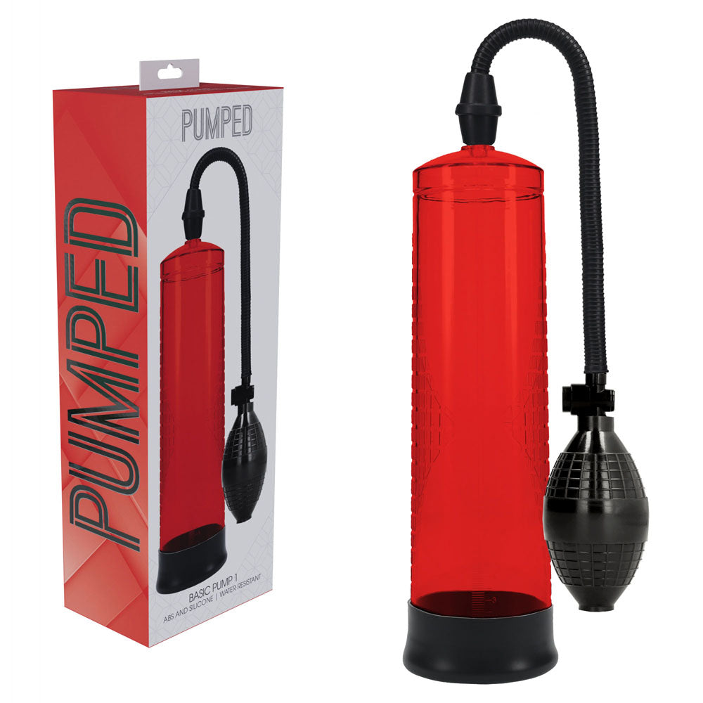 PUMPED Basic Pump 1 - Red - Red Penis Pump Shots Toys